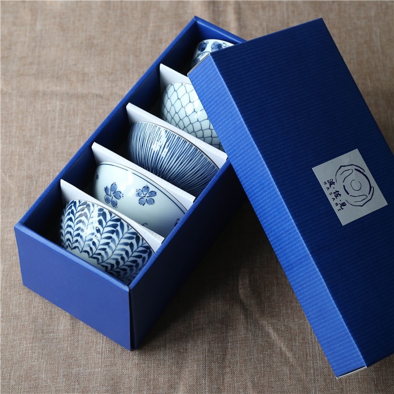日本波佐见·蓝绘小碗五只套装组礼盒装